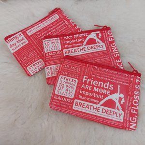 Lululemon Red Slogan Zipper Closure Coin/Card Holder Pouch